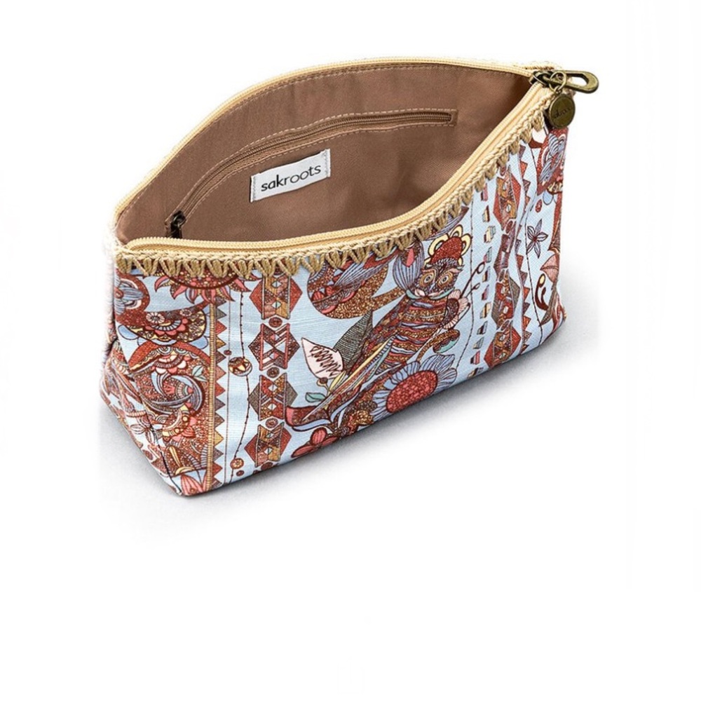 Sakroots NWT Large Blue Owl Cosmetic Zip Pouch - Picture 7 of 7